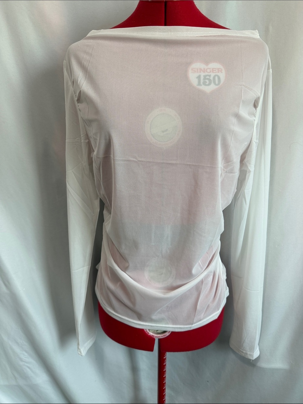 White Sheer Long-Sleeve Women's Blouse
